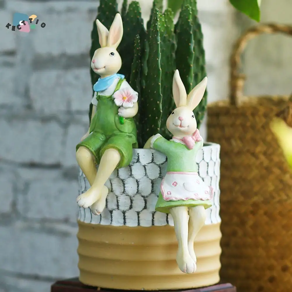 

Resin Couple Rabbit Hanging Decoration Lovely Simple Animal Garden Statues Simulated Waterproof Bunnies Sculpture Figurine