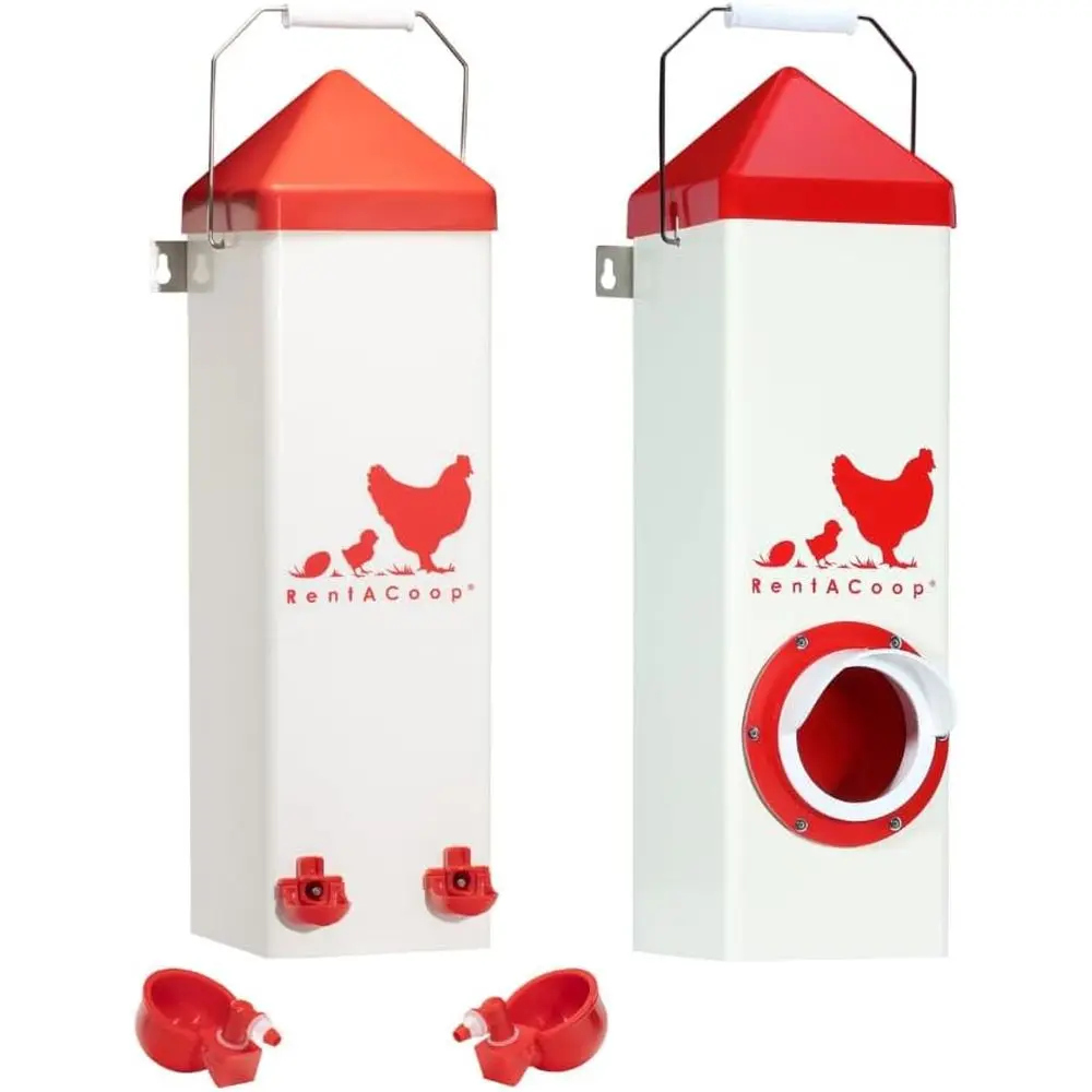 

Twin Cup Chicken Waterer and eeder Set - 10lbs/2 Gal
