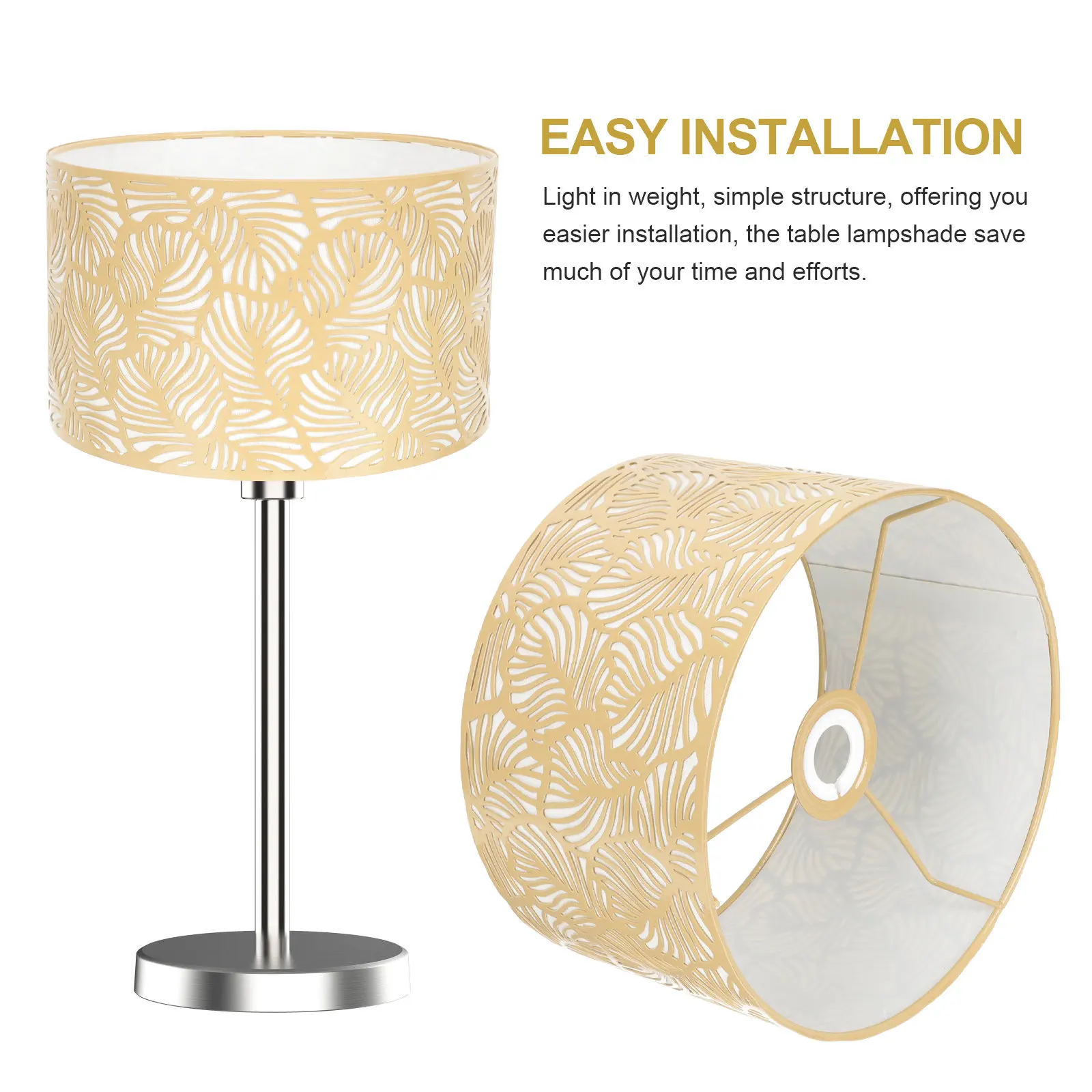 Metal Lamp Shade with Leaf Motif Semi-Transparent Hollowed Detail Stylish Indoor Lampshade for Coffee Shop Home Decor Rustic