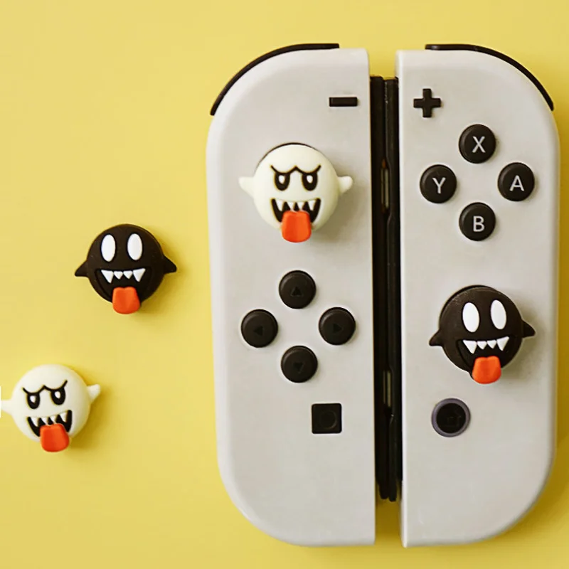 Pumpkin Funny Ghost silicona suave Thumb Stick Grip Cap Joystick cubierta protectora para Switch Oled NS Lite Joycon Thumbstick Case