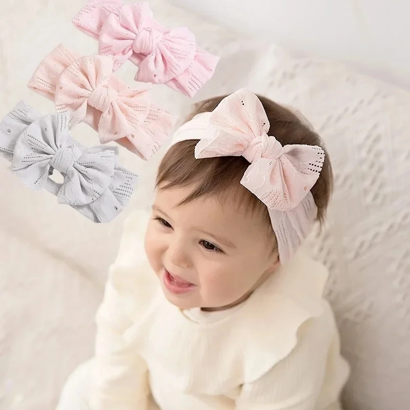 Knit Toddler Baby Headbands Rib Big Bow Elastic Soft Girls Headwear for Infant Kids Hair Accessories