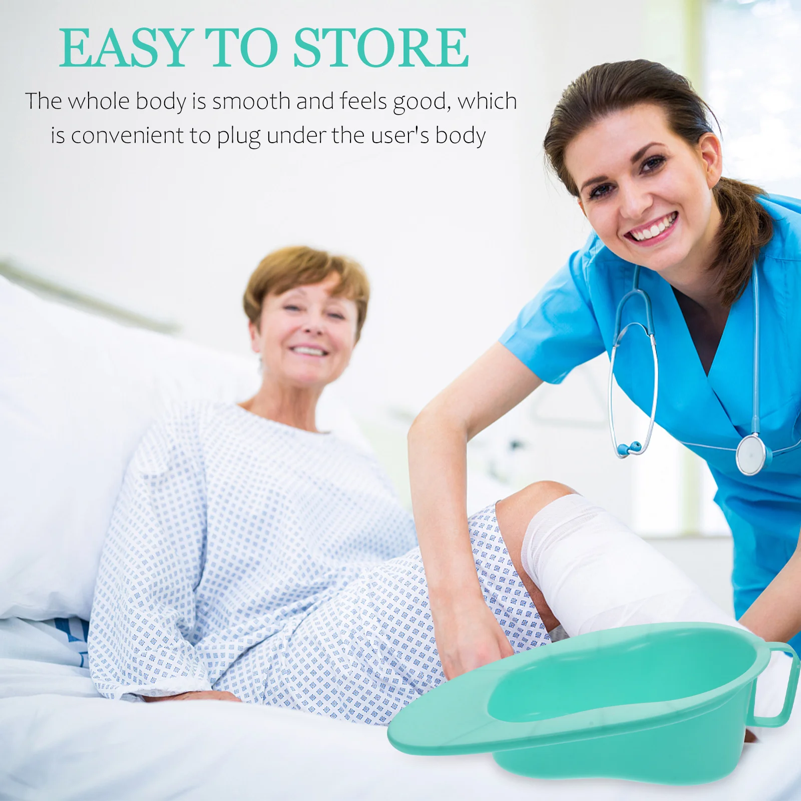 1 قطعة Bedpan مع غطاء دائم خفيف الوزن المحمولة البلاستيك المسنين مشلول الرعاية الصحية طريح الفراش المريض مبولة المرحاض السلطانية #2