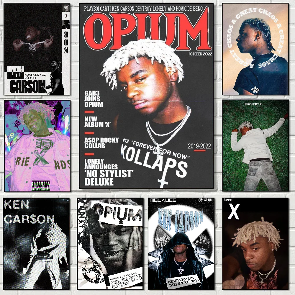 Rapper Ken Carson A Great Chaos Poster Self-adhesive Art Waterproof Paper Sticker Coffee House Bar Room Wall Decor