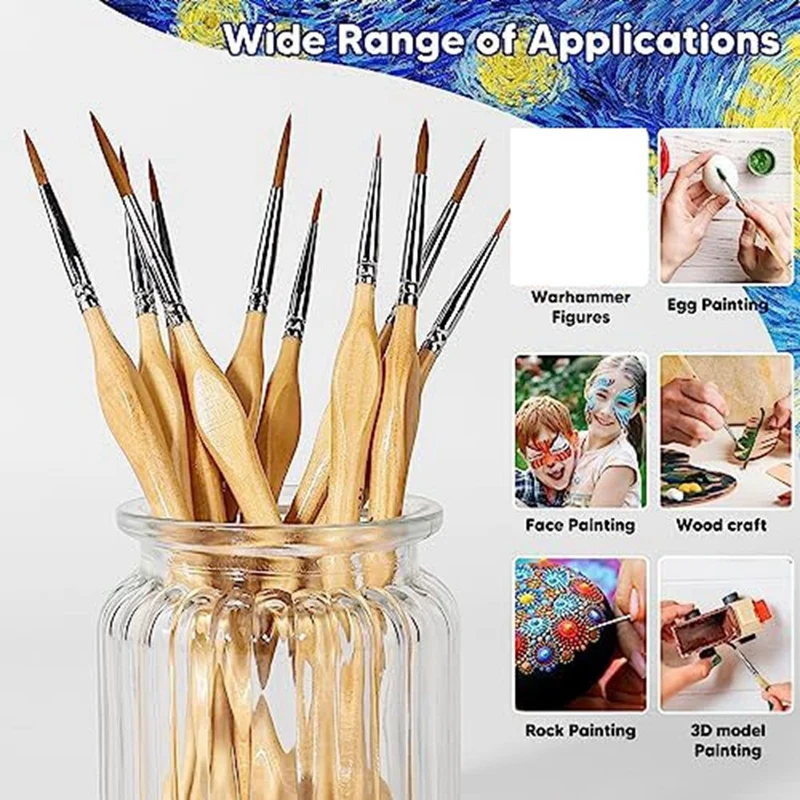 11PC Fine Detail Paint Brush Set Mini Small Painting Brushes Fit For Art,Crafts,Acrylic,Watercolor