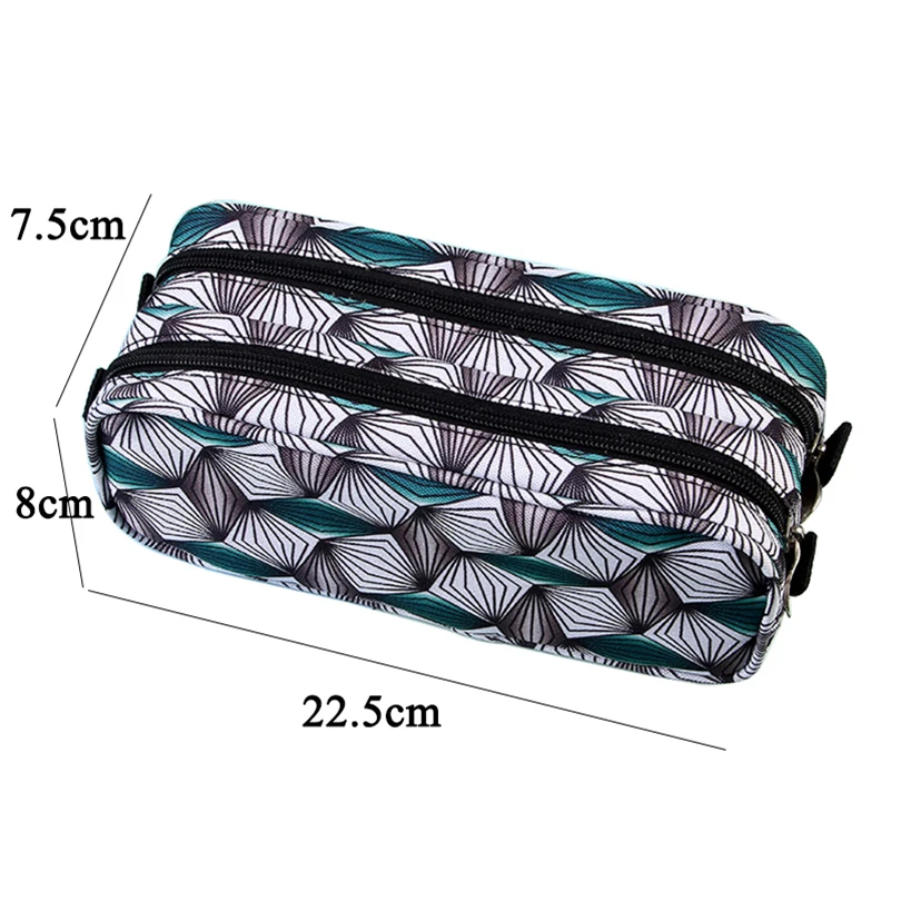 Imagem -03 - Grande Capacidade Lápis Case Papelaria Coreano Pen Trouser Pouch Double Zipper Pencilcase Material Escolar