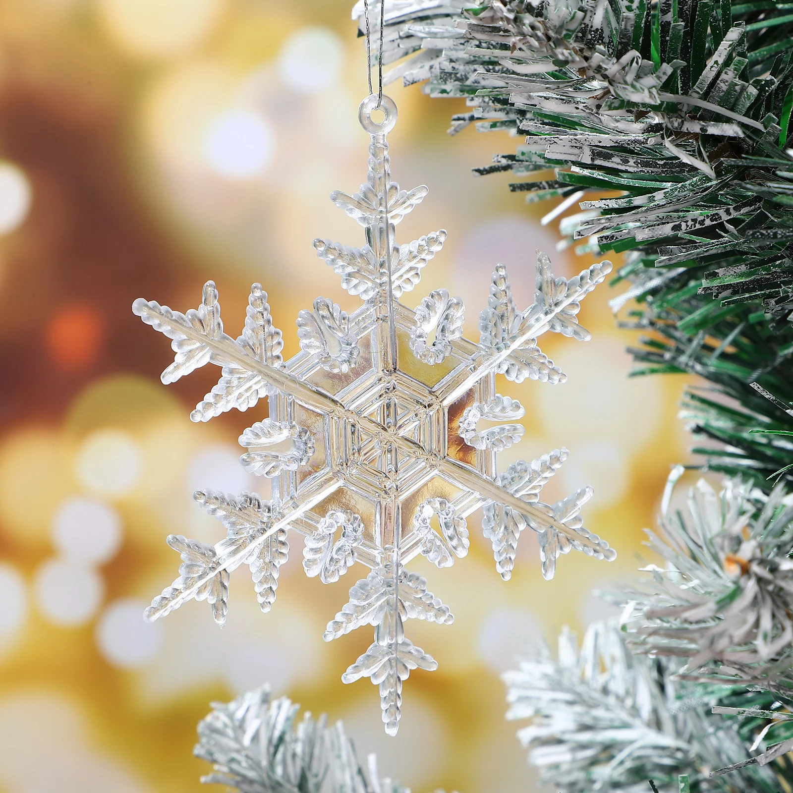 

18Pcs Acrylic Snowflake Hanging Ornaments Christmas Clear Xmas Tree Decoration Winter Party Decor Xmas Hanging Acrylic Snowflake