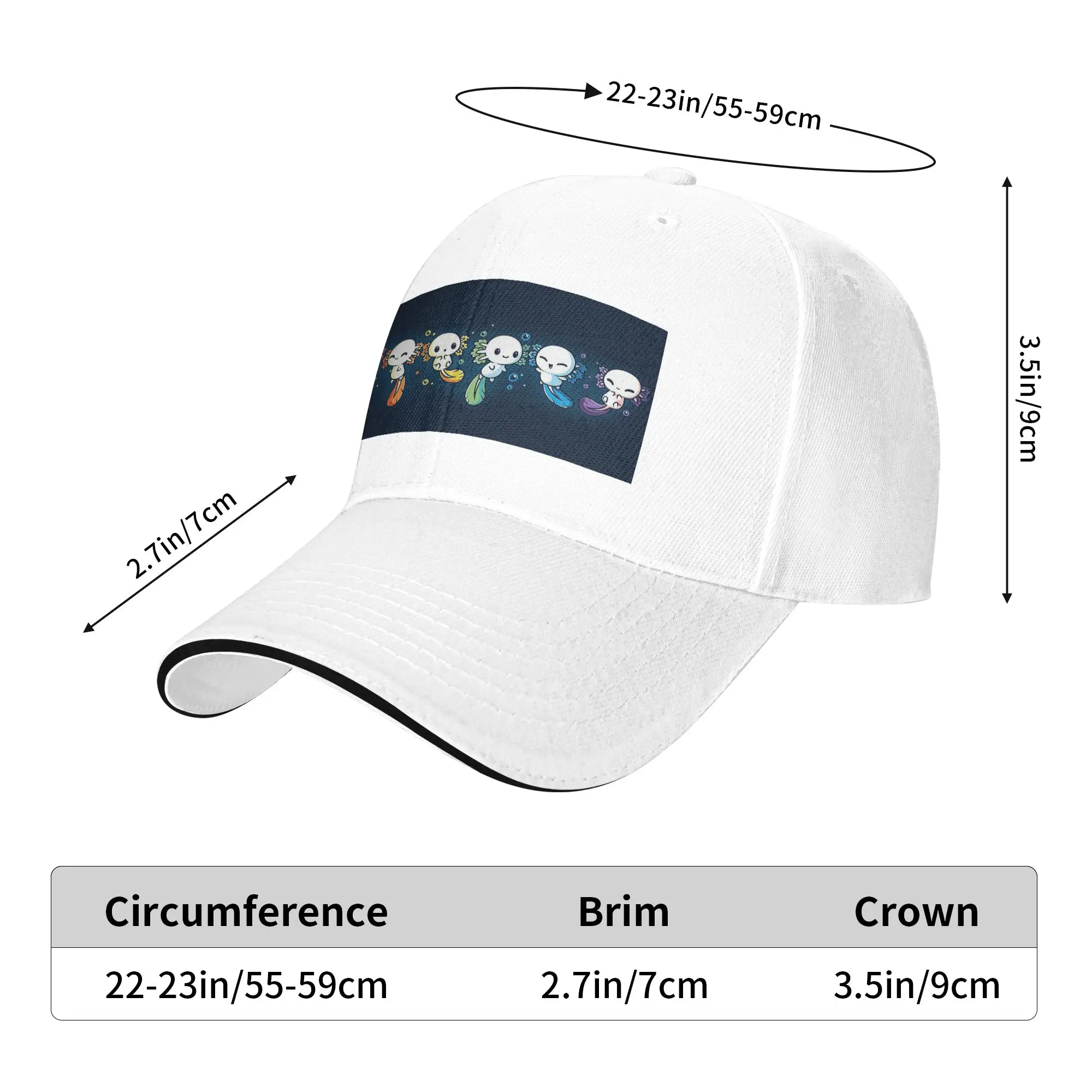 Colorful Axolotl Stacked Together Cap Casual Baseball Caps Adjustable Hat Hip Hop Summer Unisex Baseball Hats Customizable