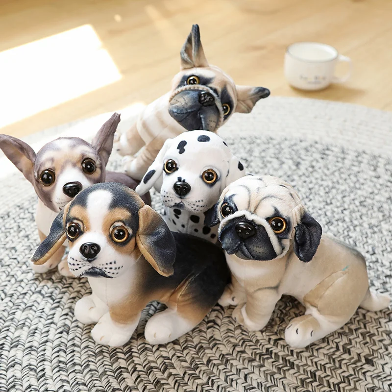 20 ซม.จําลองนั่ง Bulldog Pug Dog Beagle Plush ของเล่น Dalmatian ตุ๊กตานุ่มตุ๊กตาตุ๊กตาสัตว์ของขวัญวันเกิดสําหรับเด็กตกแต่งห้อง
