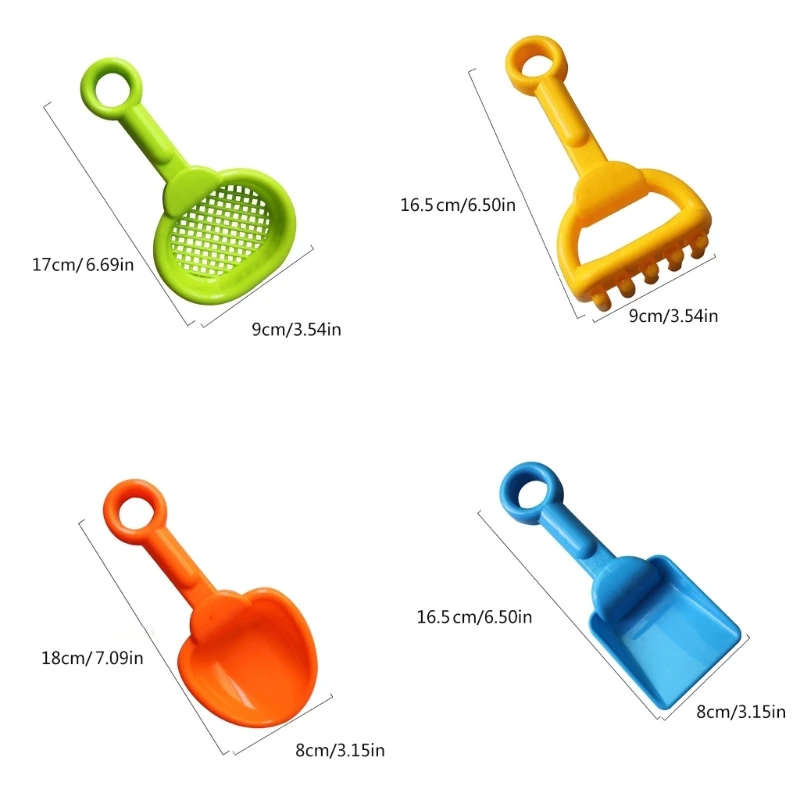 4PCS 여름 모래 해변 장난감 세트 여름 모래 놀이 물 게임 키트 샌드 박스 삽 레이크 다채로운 해변 장난감 Durablity