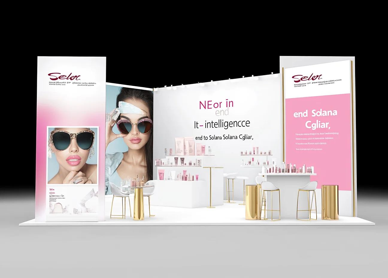 كشك المعرض المعياري الإبداعي SEG بإضاءة خلفية 10 × 10 عرض منتجات التجميل تخصيص كشك العرض التجاري