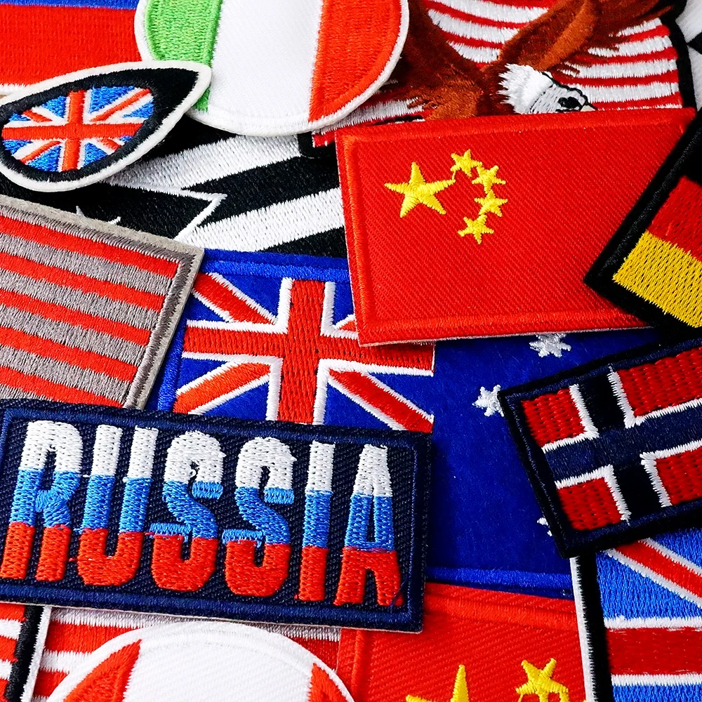 National Flag France Germany Italy Russia America Iron on Patches for Clothes Embroidery Patch Hand Sewn or Ironed Decoration