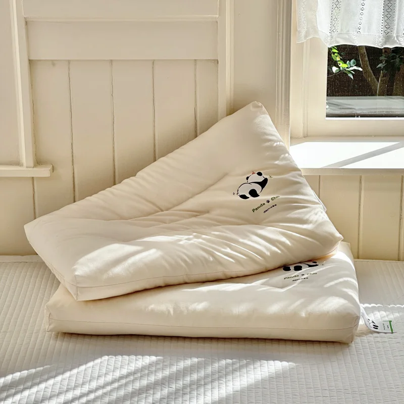 New Child White Sleeping Pillow Panda Printing Kids Children Student Neck Health Care Pillows 100% Cotton Face 30*50/40x60cm