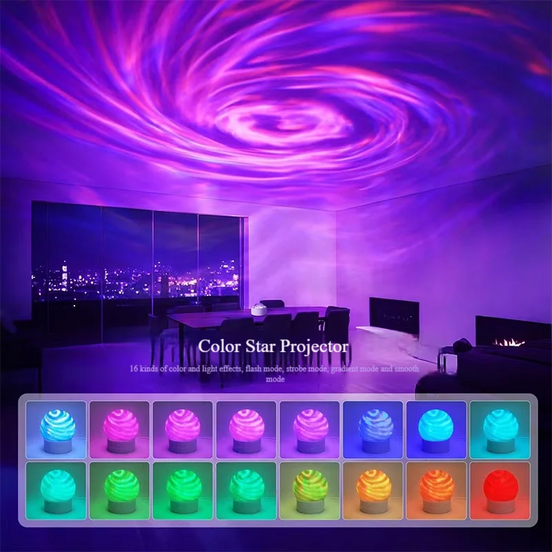 جهاز عرض USB جالاكسي أورورا 5 فولت ضوء ليلي 360 درجة °   أضواء ليلية ملونة GB دوارة مع جهاز تحكم عن بعد لديكور غرفة المسرح المنزلي