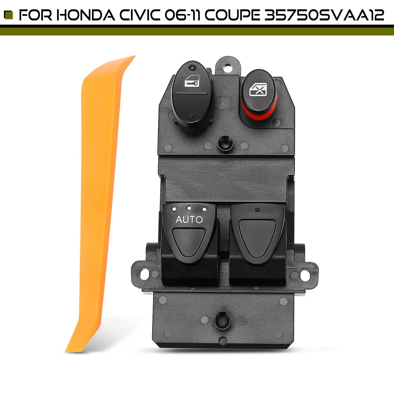 

For Honda Civic EX LX Si Coupe 2006-2011 Front Driver Power Window Switch 35750SVAA12 Direct Fit OE Spec