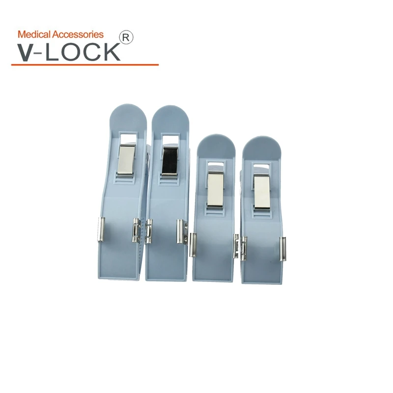 

V-LOCK Nickel-plated EKG clamp,3.0&4.0 double purpose,bule col,2pcs big+2pcs small