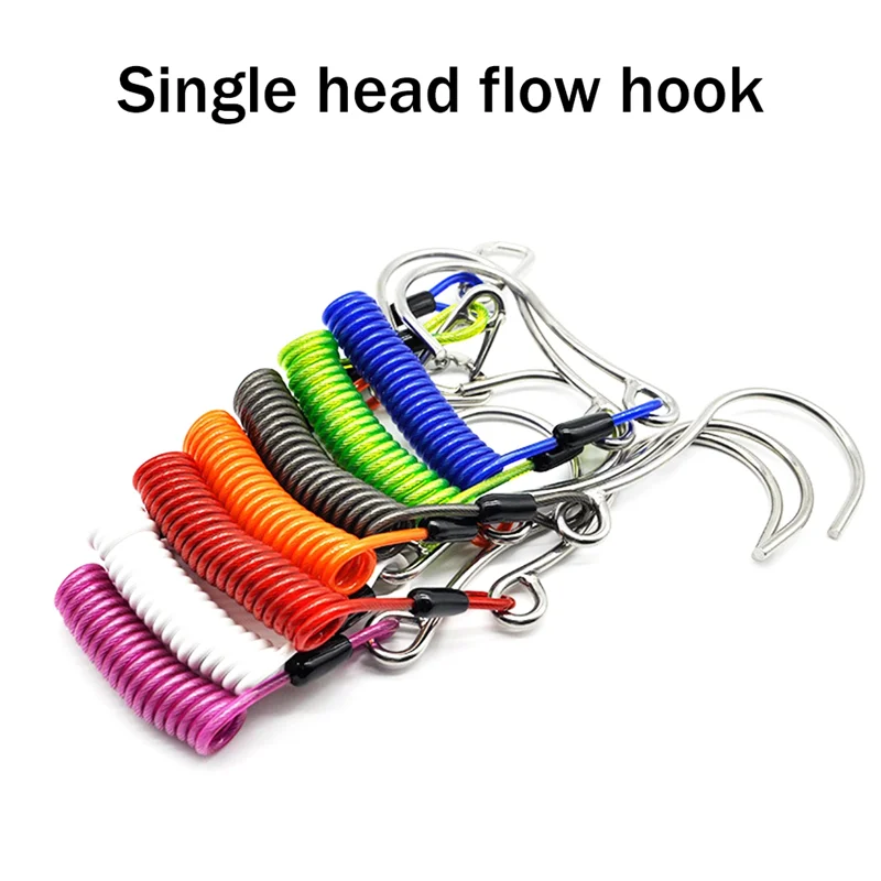 

HITL Single Head Dive Reef Rafting Hook Stainless Steel Reef Hook Spiral Coil Spring Cord Dive Safety Accessory - Black