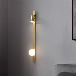 Nordic all copper wall lamp led Long Rotating Reading Lamp Luxury Minimalist Spotlight living room Background nightstand lamp