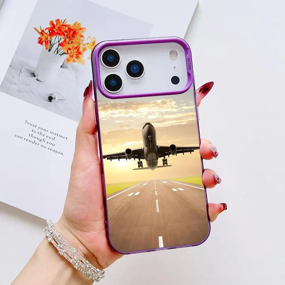 Cassa Del Telefono Per IPhone 17 16 15 14 13 12 11 Pro Max Air Multicolor Opaco Laser Metallico Aurora Fonda Aereo Viaggio Volo