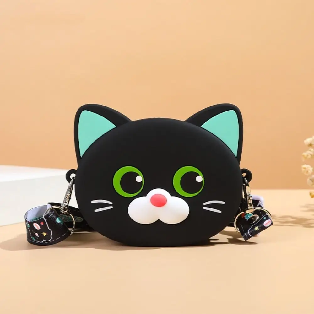 Fashion Kitty Siamese Cat Bag Cartoon Animal Black Cat Silicone Bag Creative Soft Cat Crossbody Bag School Bag