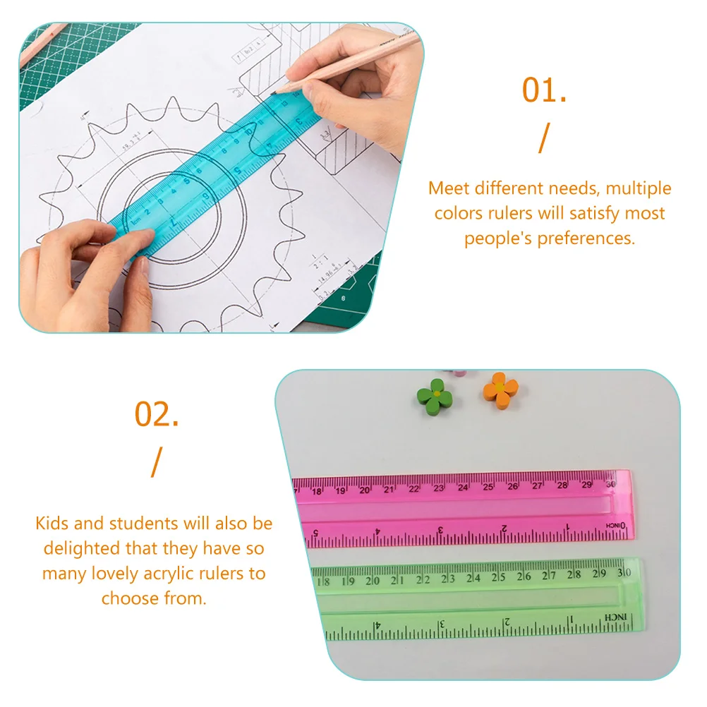 

32 Pcs High School Supplies Colored Ruler Set Scale Colorful Plastic Rulers Student Measuring