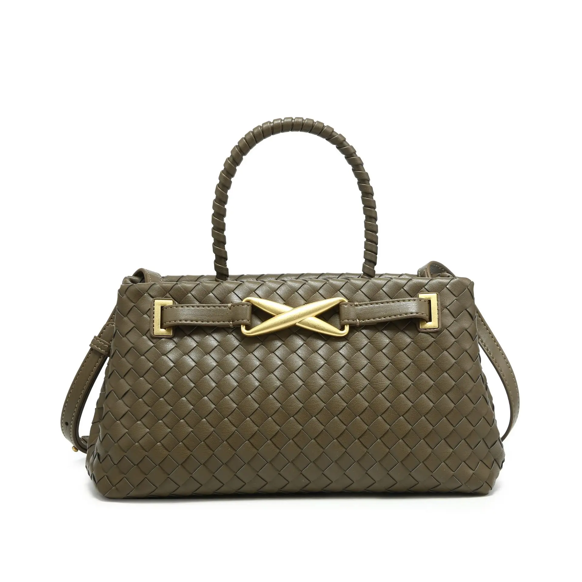 

New Arrival Weaving Style Women's Handbag Luxury PU Leather Tote Casual Spacious Commuting Bag Fashion Versatile Shoulder Bag