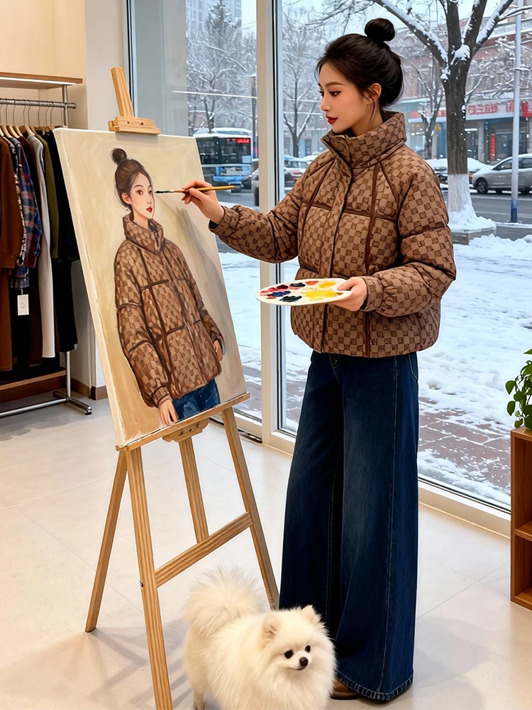 เสื้อโค้ทผู้หญิงแบบมีซับในบุผ้านวม ผ้าฝ้ายพัฟเฟอร์ สำหรับฤดูหนาว บุขนด้านใน คุณภาพสูง สไตล์เกาหลี ทรงหลวม เหมาะสำหรับใส่ไปทำงาน