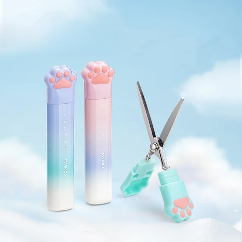 4 Colors Cute Cat Claw Scissors Paper Cutting Tools for Student Convenient Hand Account Making Stationery Scissors Supplies