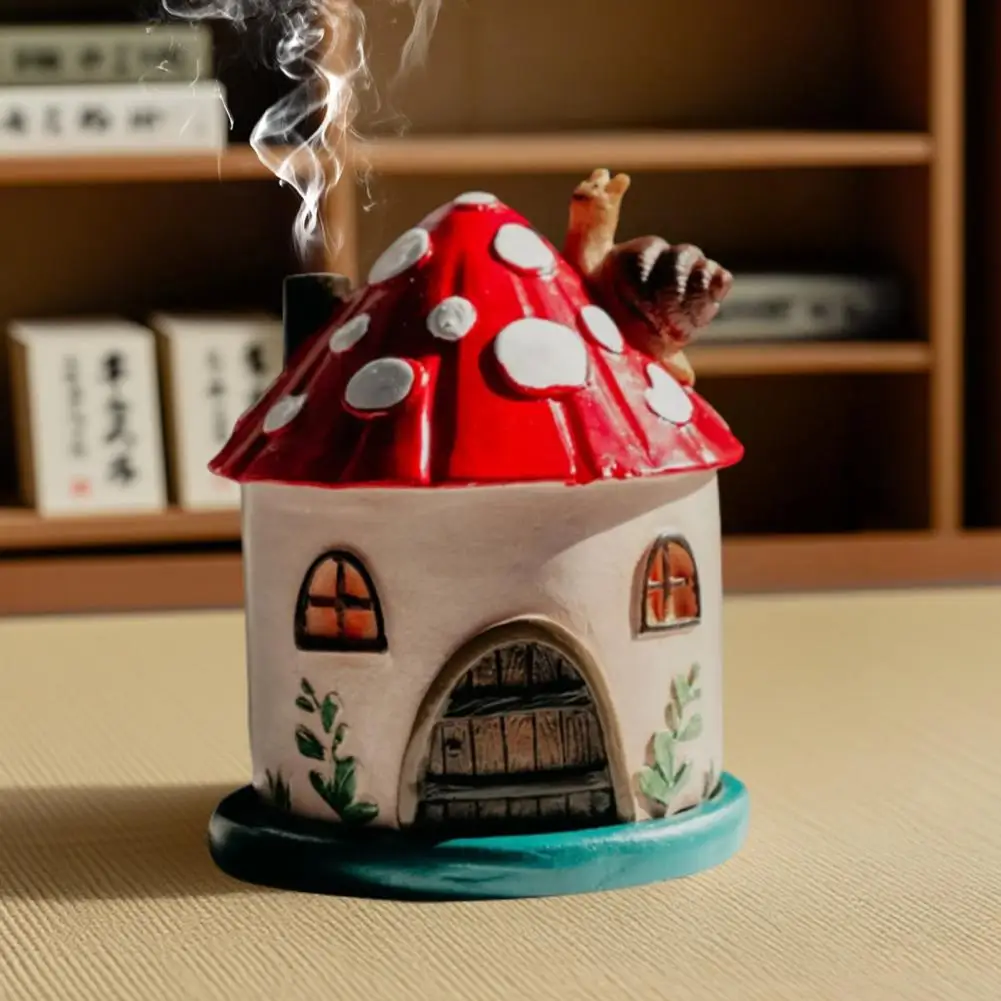 おとぎ話香炉かわいいキノコハウス香炉カタツムリホルダーセット樹脂アロマセラピー装飾ホームオフィス用愛らしい