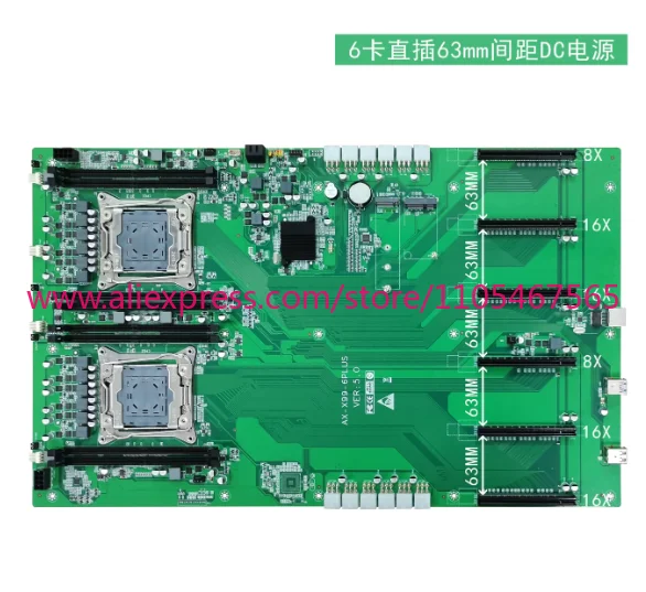 1PCS  X99 Dual-Socket PLUS Motherboard LGA2011-3 Processor DDR4 Memory 6 PCIe Graphics Card Slots Wide Spacing