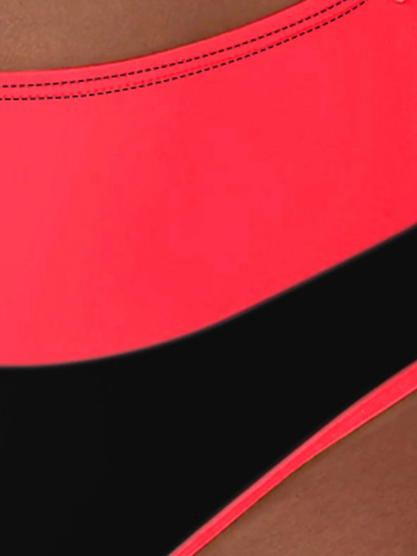 Zweiteiliger Badeanzug für Damen mit Farbblock-Design, Sport-Bikini-Set mit hoher Taille zum Schwimmen und für den Strand – Detail 5