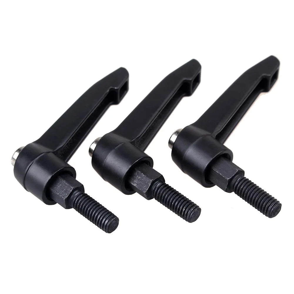 1Pc Black M5 M6 M8 M10 Male Threaded Bolt Clamping Lever Machinery Adjustable Handle Locking External Knob Metalworking L Type