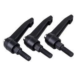 1Pc Black M5 M6 M8 M10 Male Threaded Bolt Clamping Lever Machinery Adjustable Handle Locking External Knob Metalworking L Type