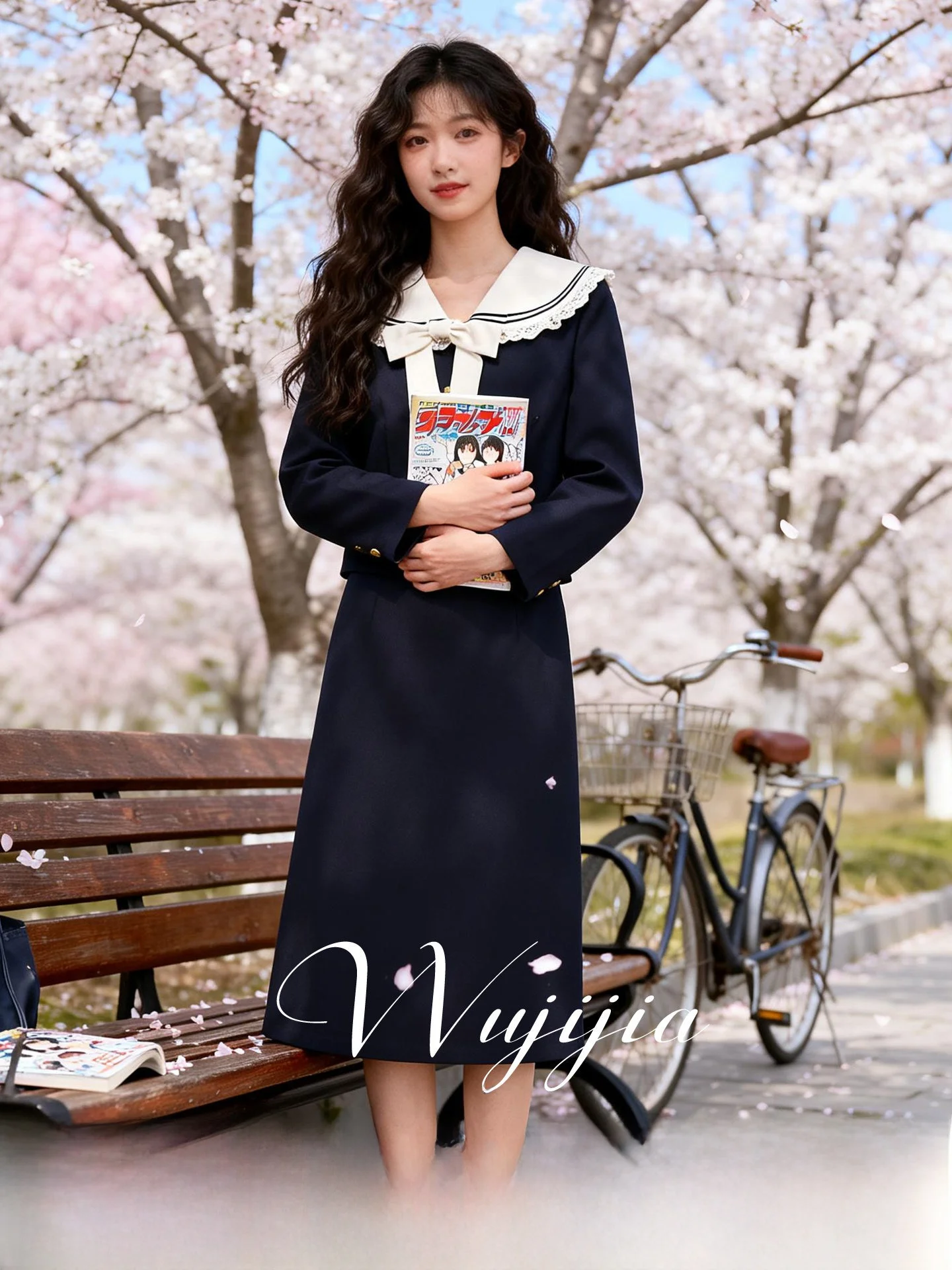 

Spring New Arrival Large Size Women's Outfit Doll Collar Academy Sle Top And f Skirt Set Faionable Commute Polyester B...