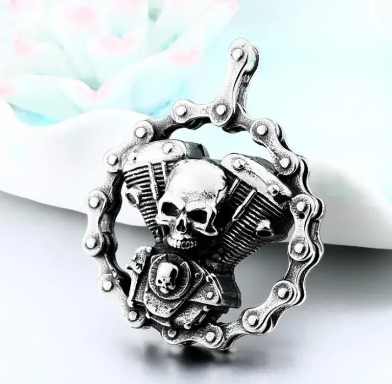 Cool Heavy Duty Skull Motorcycle Engine Chain Metal Pendant Rope Chain Men Biker Punk Rock Party Jewelry