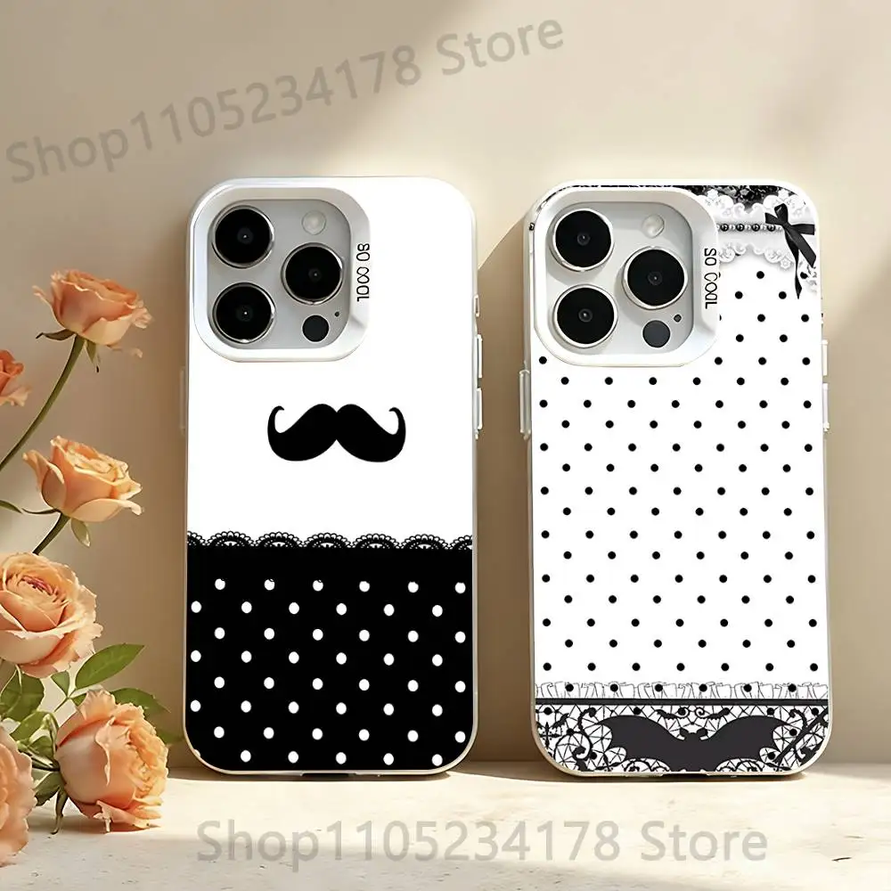 

Polka dot lace stripe pattern Phone Case For iPhone 17,16,15,14,13,12,11,Pro,Max,Plus,SE,Air,Mini Anti Fall White Bumper