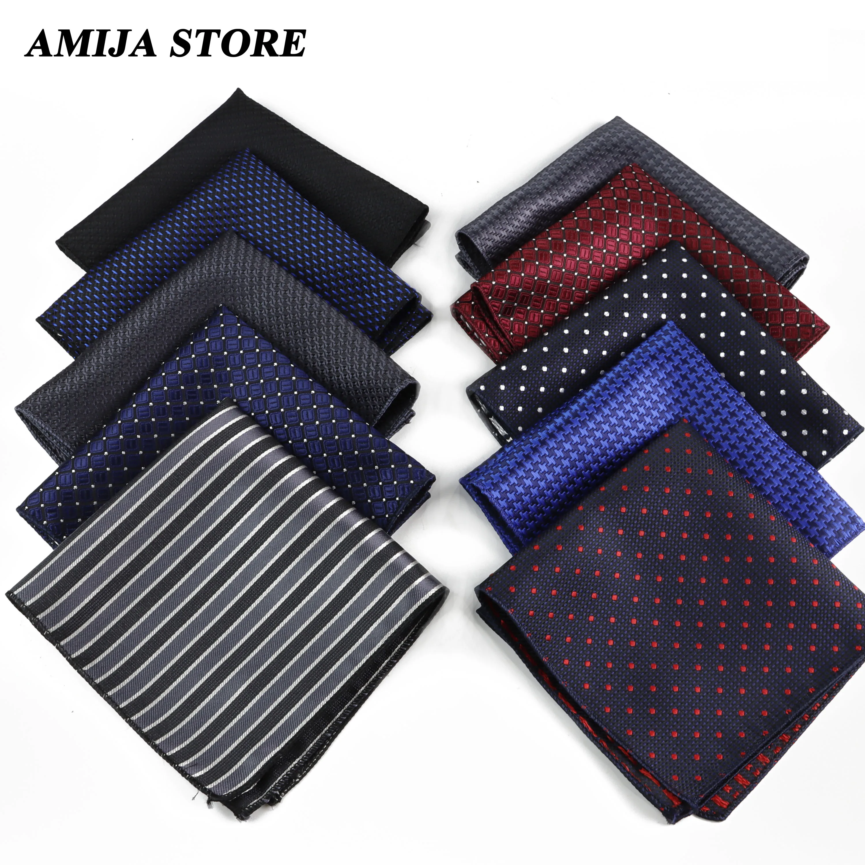 การออกแบบคลาสสิก Hanky Dot Pattern น้ําเงินผ้าเช็ดหน้าทอสีเทาลายโพลีเอสเตอร์ Mens Pocket Square สําหรับอุปกรณ์เสริมทุกวัน