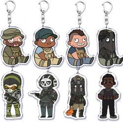 Cute Military Game Ghost Chibis Keychains for Accessories Cod Soldier Soap Simon Riley Keyring Jewelry Fans Friends Gaming Gifts