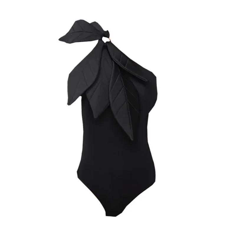 ريترو ثلاثية الأبعاد زهرة طباعة واحد الكتف التخسيس ملابس السباحة مع التستر مثير ارتداءها للنساء بحر 2025 فام #2