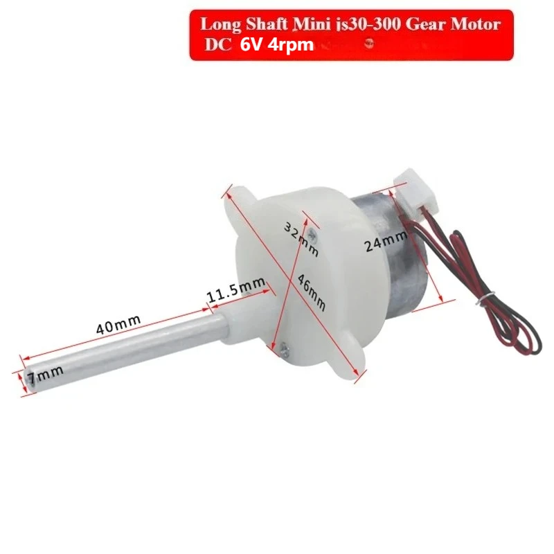 Long Shaft Mini JS30-300 Gear Motor DC 6V 4RPM Slow Speed Reducer Gearbox Reverse Small Electric Toy Stage CW CCW