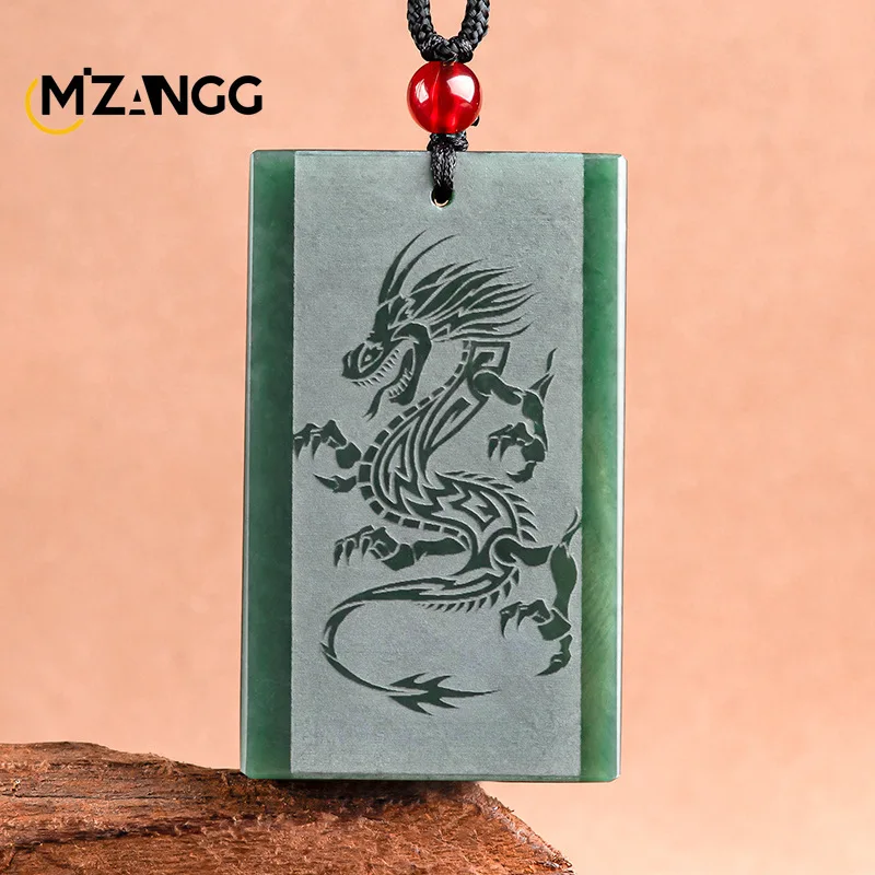 

Natural Hetian Jade Ink Jade Dragon Pendant Hand-carved Simple Delicate Jade Necklace High-grade Men and Women Holiday Gift