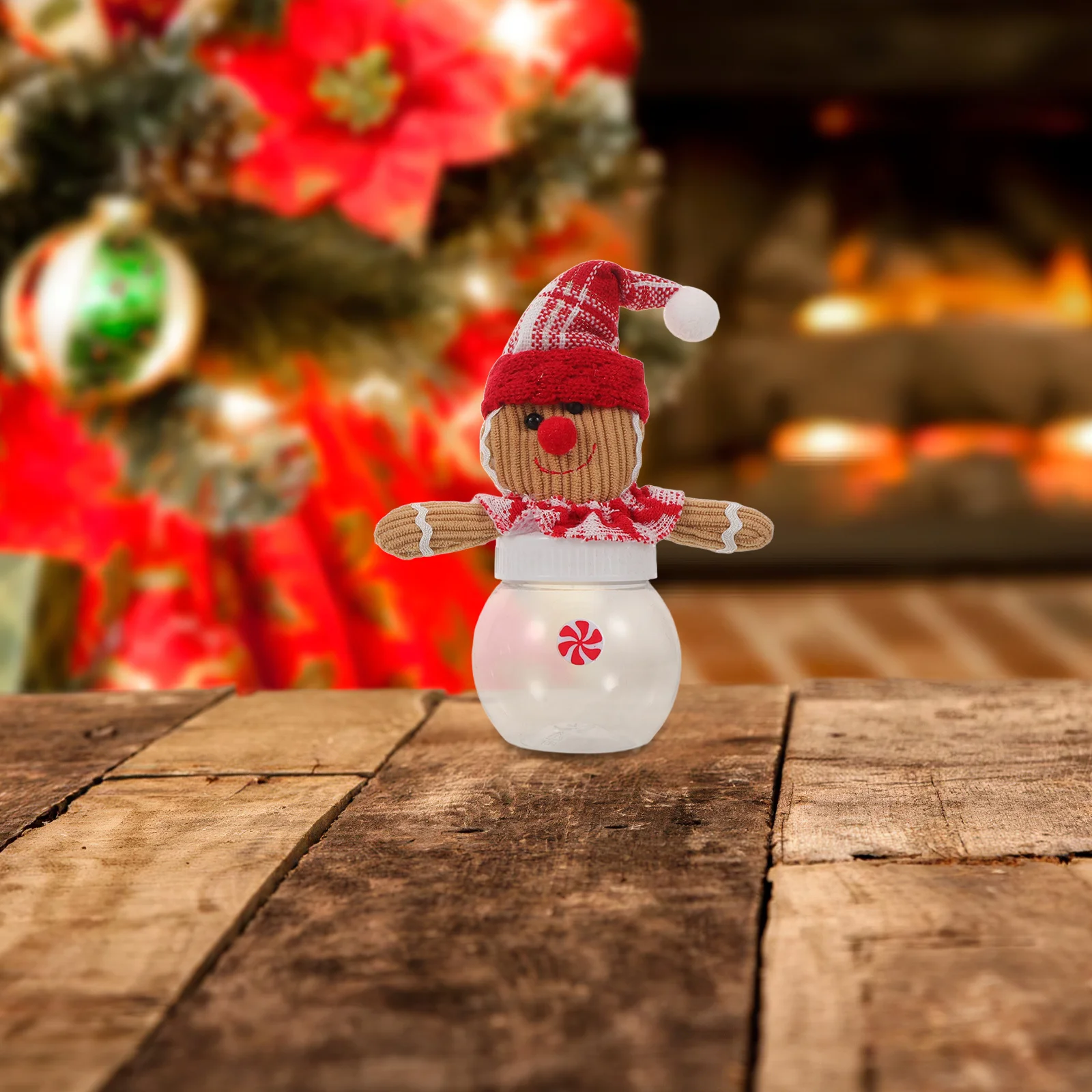 

2Pcs Christmas Elements Candy Jars Gingerbread Shaped Containers Festive Biscuit Case Jar for Xmas Treats and Decor