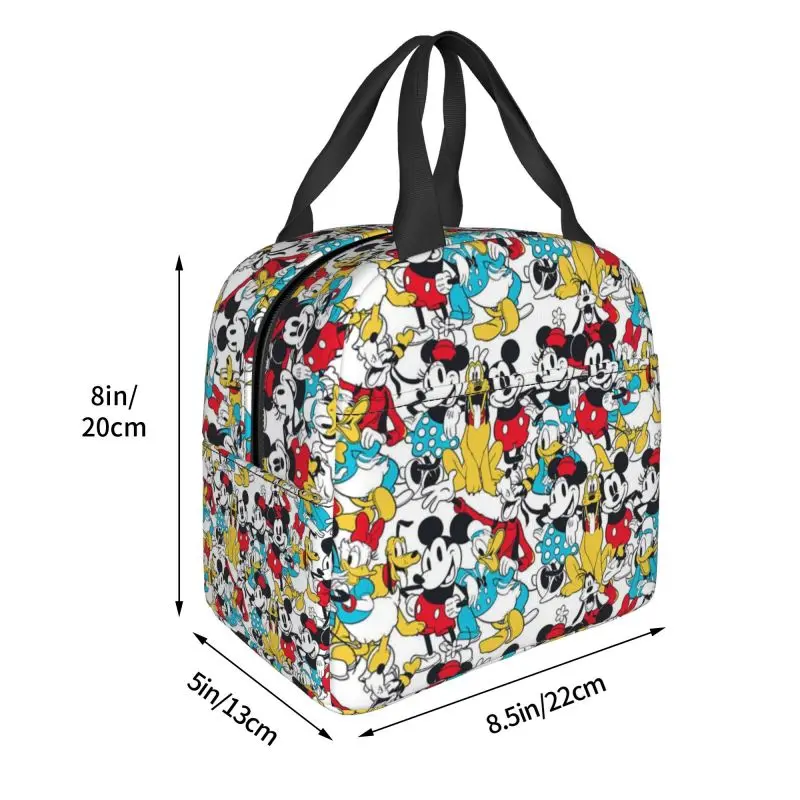 Custom Mickey Mouse Lunch Box Women multifunzione Cooler Thermal Food Insulated Lunch Bag Kids Portable Picnic Tote Bags