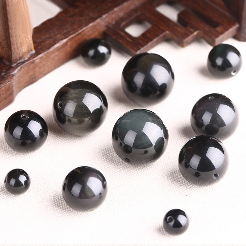 4/6/8/10/12/14/16/18mm Natural Stone Black Obsidian Used For Diy Jewelry Bracelet Necklace Making