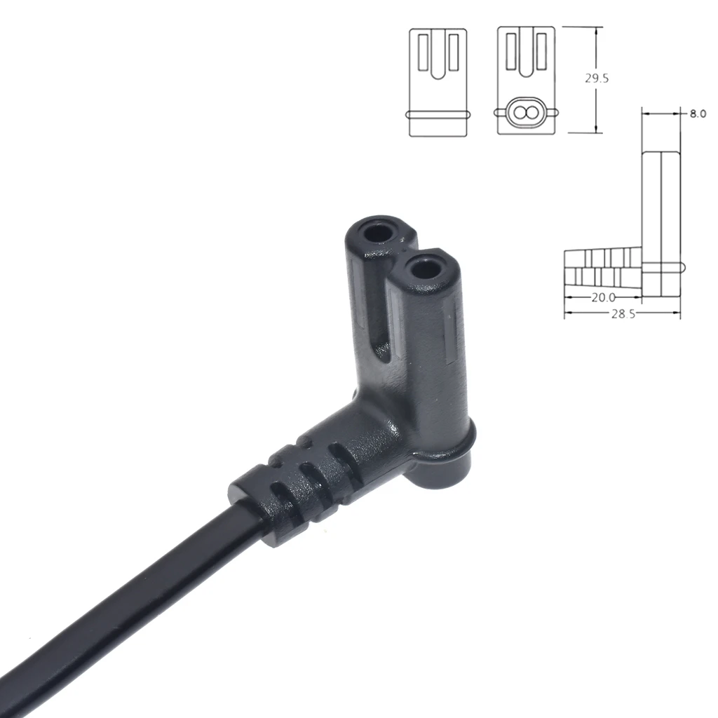 EU Schuko CEE7/16 to IEC C7(Figure 8) Right Angle-Down Angle AC Power Cord, Upward Downward Angled Figure 8(C7) Replacement Cord