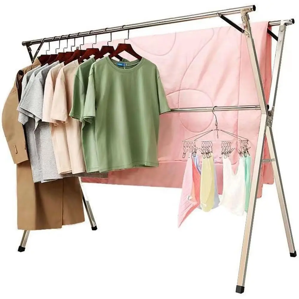 

Space-Saving Heavy Duty Stainless Steel Clothes Drying Rack for Indoor/Outdoor Use, Suitable for Clothes, Towels, and Linens (20
