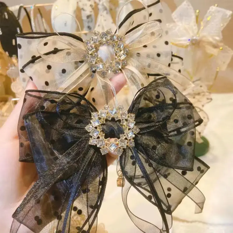 

French Bow Spring Autumn Hair Accessories for Women Polka Dot Ribbon Hairpin Clip Barrettes Female Hair Clips New Headwear