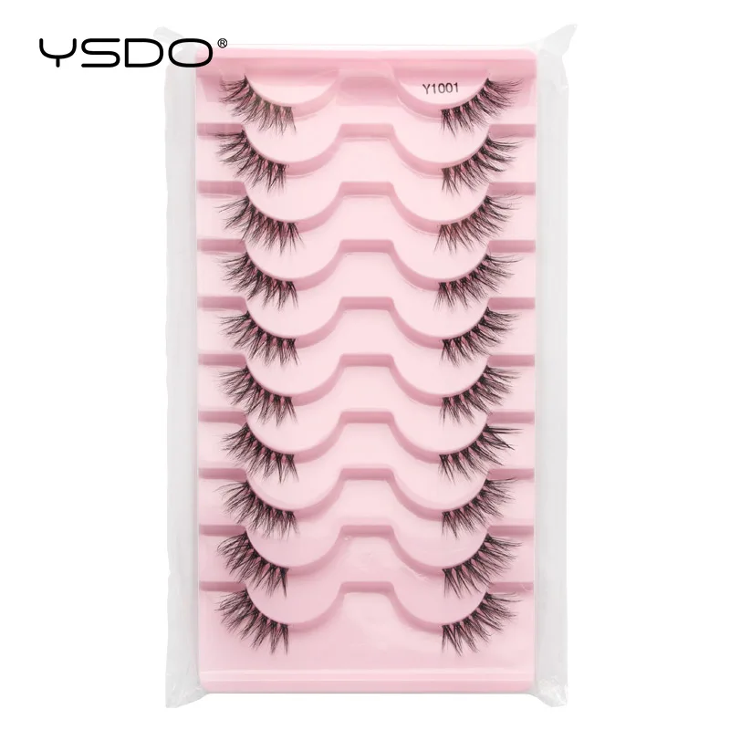 Half Lashes Mink Eyelashes 3/10 Pairs Natural Soft Cat Eye False Eyelashes Long Wispy 3D Mink Lashes Extension Makeup Tools