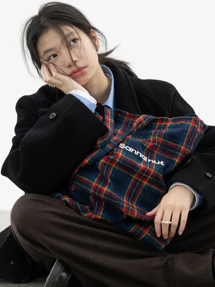 Hohe Kapazität Einkaufstasche Frauen Plaid Mode Vintage Herbst Winter Schulter Tasche Handtasche Büro Dame
