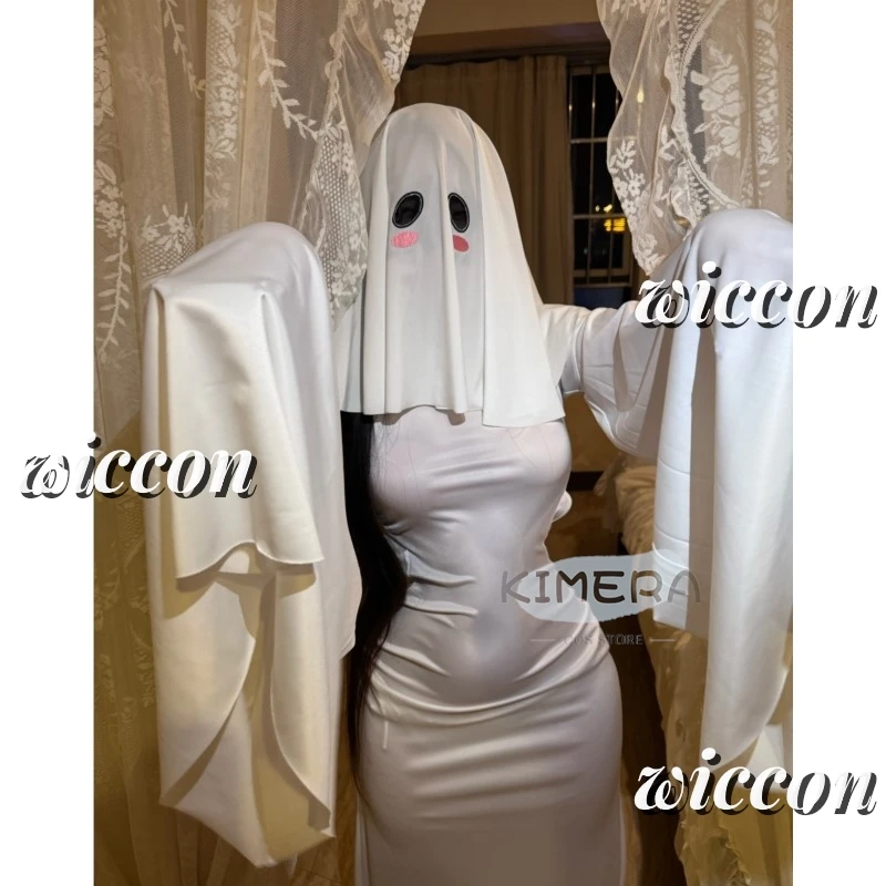 Sexy Cute Female Ghost Cosplay Costume Halloween Scare Face Cape Scream Costume Adult Fancy Dress Halloween Cosplay Costume