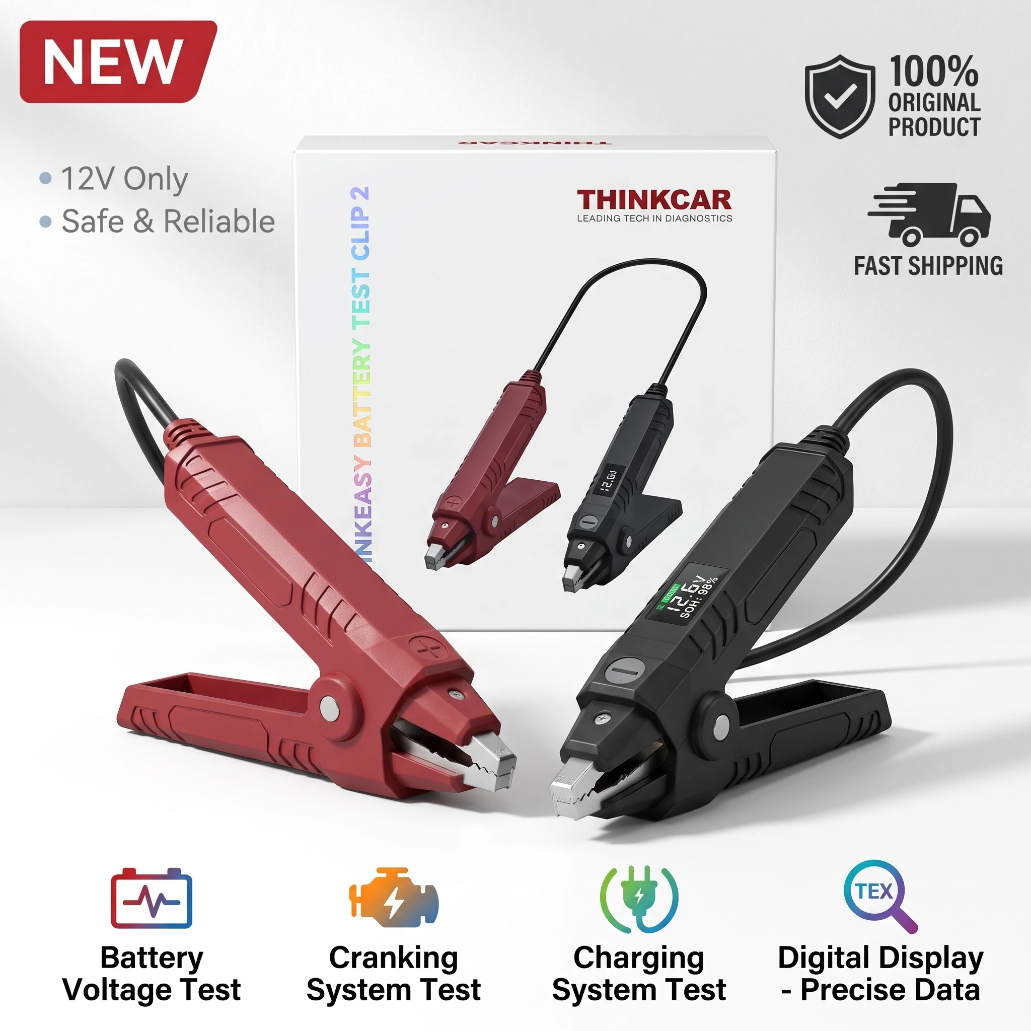 THINKCAR Thinkeasy V2 12V Bluetooth Car Battery Tester 2000CCA Cranking Charging Analyzer OBD2 Scanner 2026 Automotive Tools